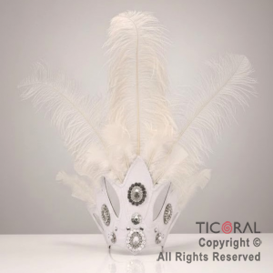 VINCHA TOCADO PREMIUM PLUMAS BLANCO x 1